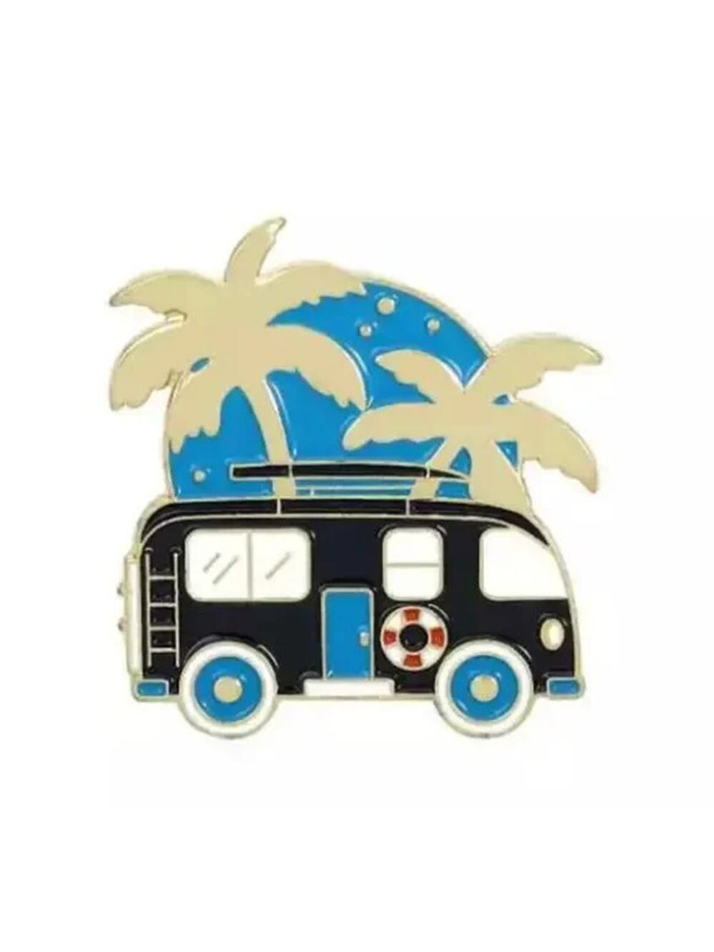 California Van Life Palm Tree and Beach Enamel Pins 396-1